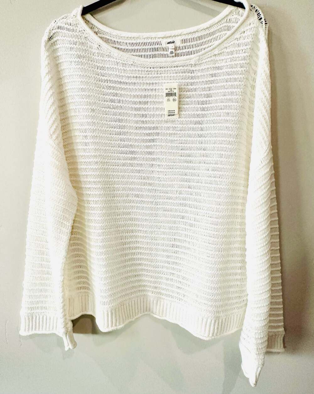 Aerie NWT Sunkissed Textured Off-The-Shoulder Sweater Cotton Large